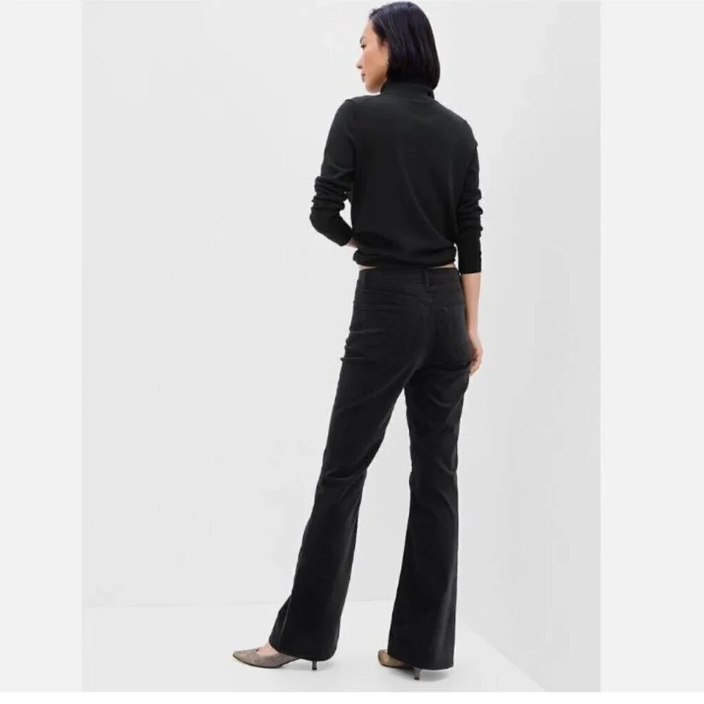 Gap High-Rise '70s Flare Black VELVET Stretch Pants Size 8/29 RT$140 FRIENDS Y2k